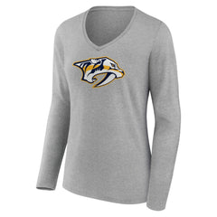 Nashville Predators Women's Primary Logo Team Long Sleeve V-Neck T-Shirt -  NHL T-shirts