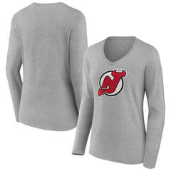 New Jersey Devils Women's Primary Logo Team Long Sleeve V-Neck T-Shirt -  NHL T-shirts