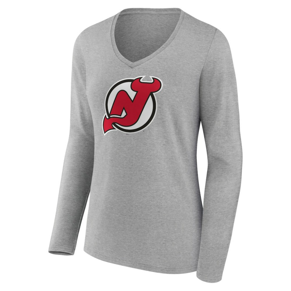 New Jersey Devils Women's Primary Logo Team Long Sleeve V-Neck T-Shirt -  NHL T-shirts