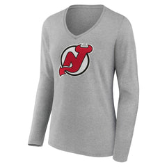 New Jersey Devils Women's Primary Logo Team Long Sleeve V-Neck T-Shirt -  NHL T-shirts