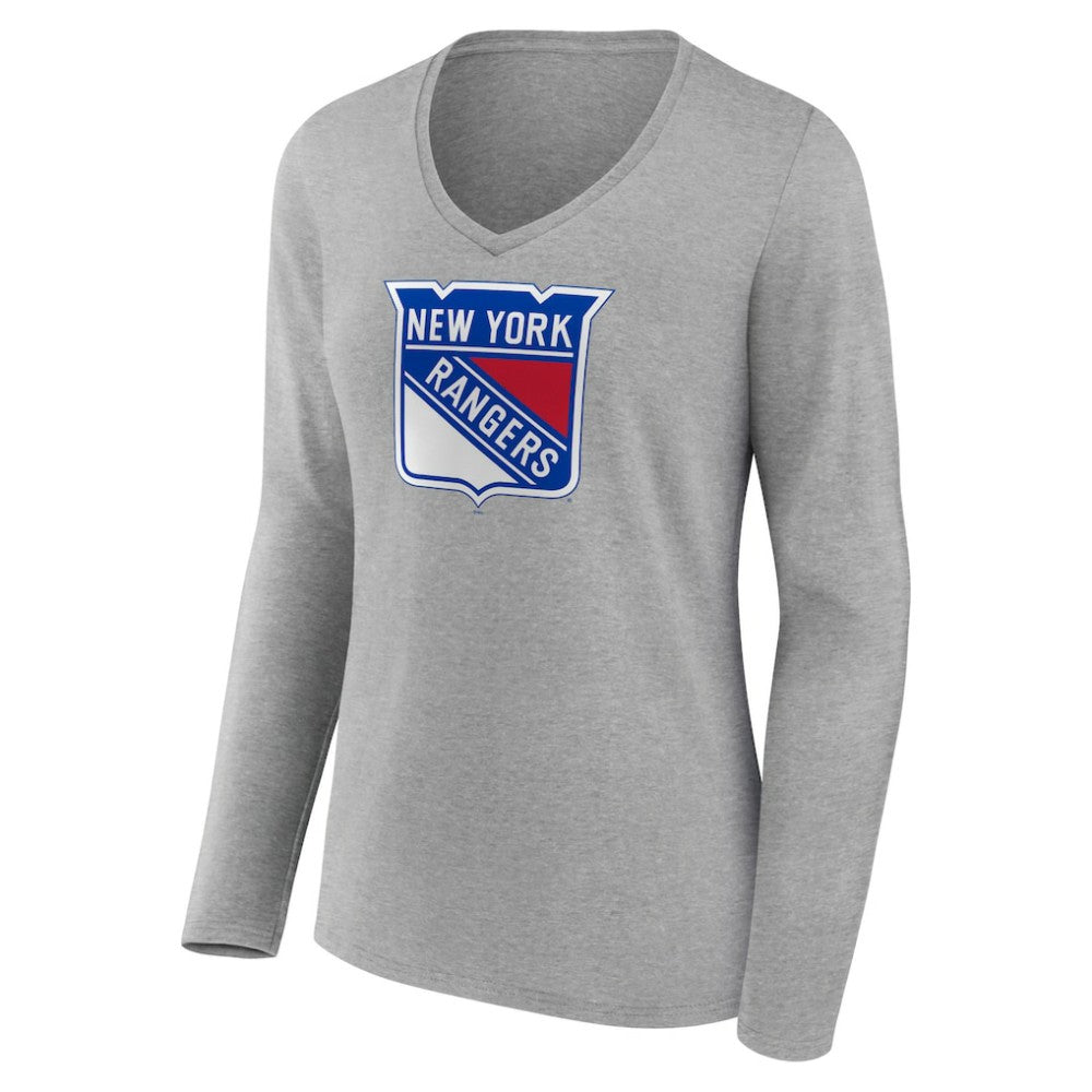 New York Rangers Women's Primary Logo Team Long Sleeve V-Neck T-Shirt -  NHL T-shirts