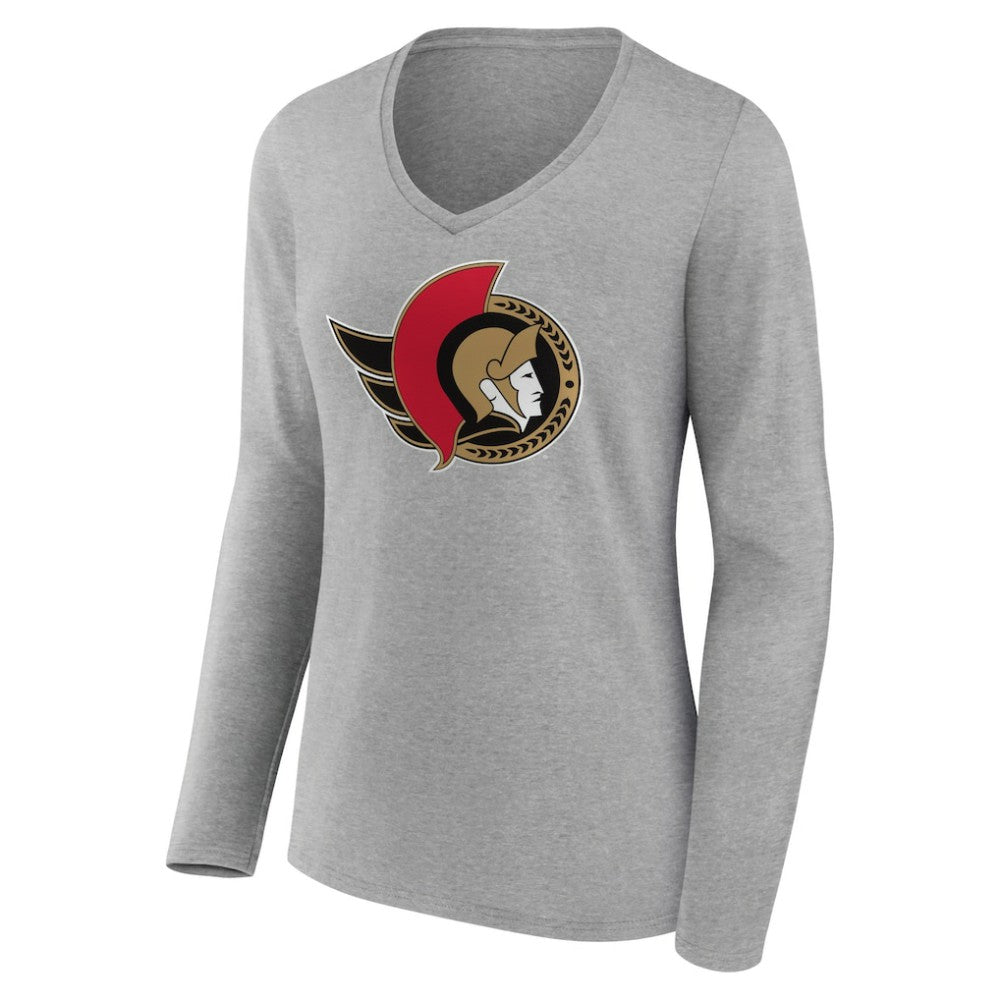 Ottawa Senators Women's Primary Logo Team Long Sleeve V-Neck T-Shirt -  NHL T-shirts