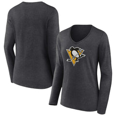 Pittsburgh Penguins Women's Primary Team Logo Long Sleeve V-Neck T-Shirt -  NHL T-shirts