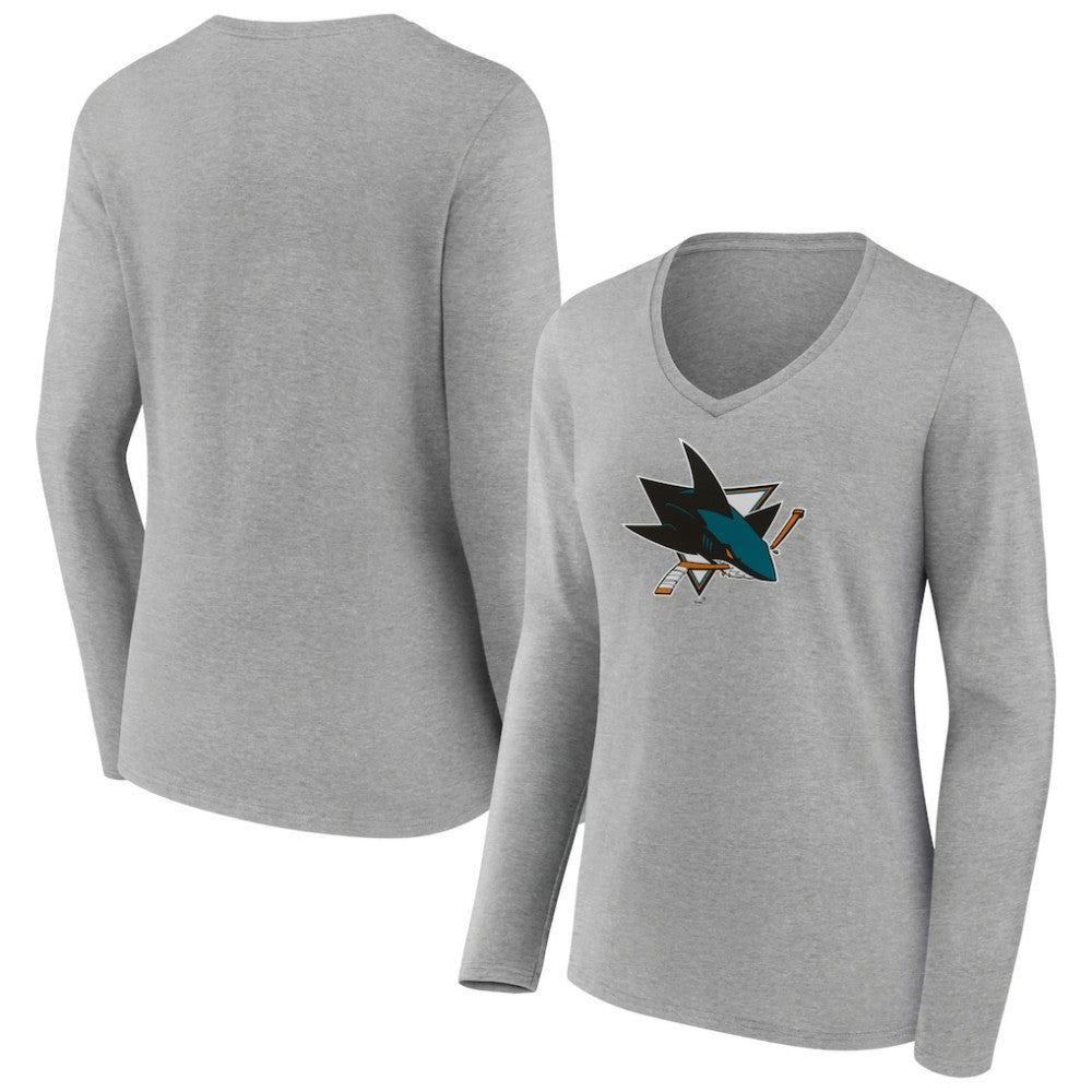 San Jose Sharks Women's Primary Logo Team Long Sleeve V-Neck T-Shirt -  NHL T-shirts