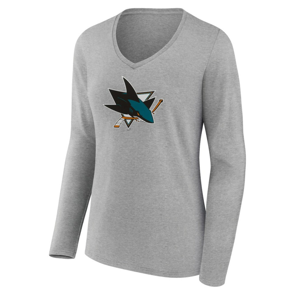 San Jose Sharks Women's Primary Logo Team Long Sleeve V-Neck T-Shirt -  NHL T-shirts