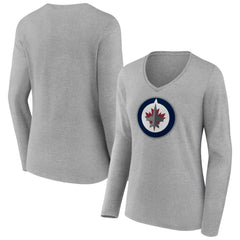 Winnipeg Jets Women's Primary Logo Team Long Sleeve V-Neck T-Shirt -  NHL T-shirts