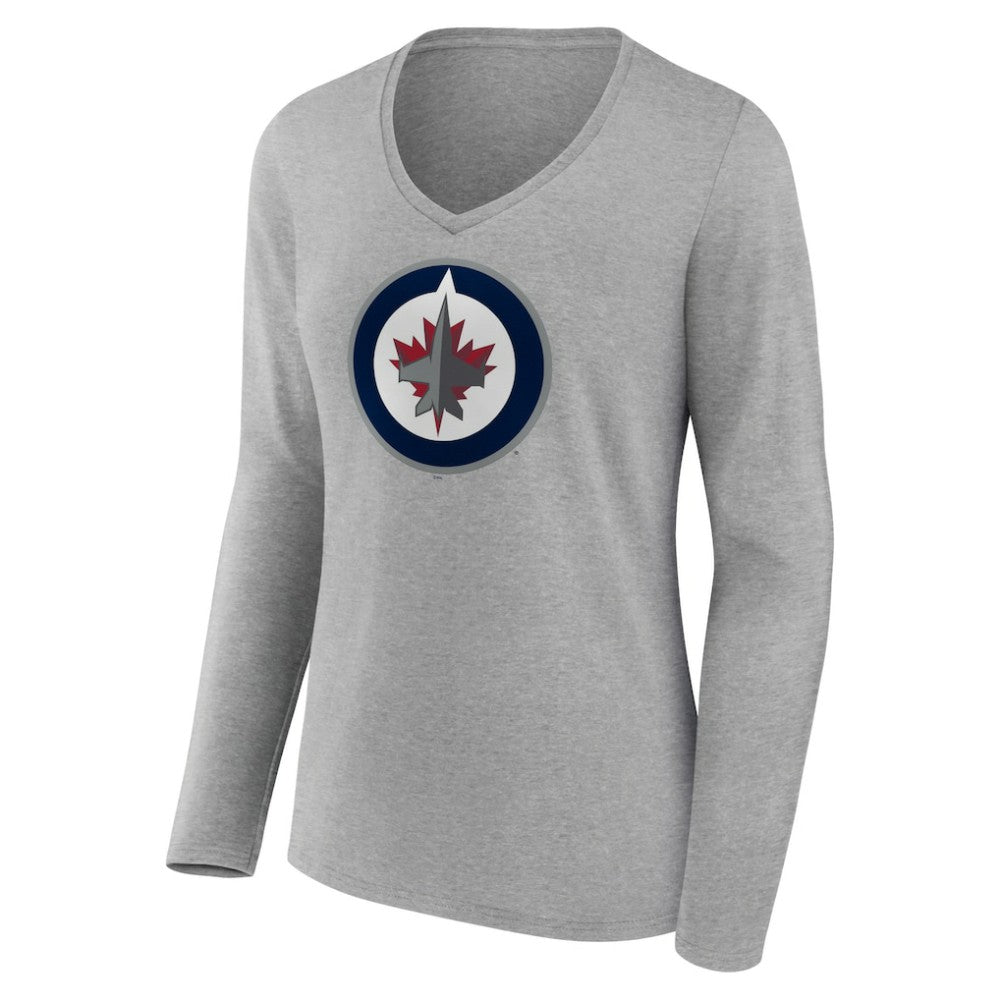 Winnipeg Jets Women's Primary Logo Team Long Sleeve V-Neck T-Shirt -  NHL T-shirts