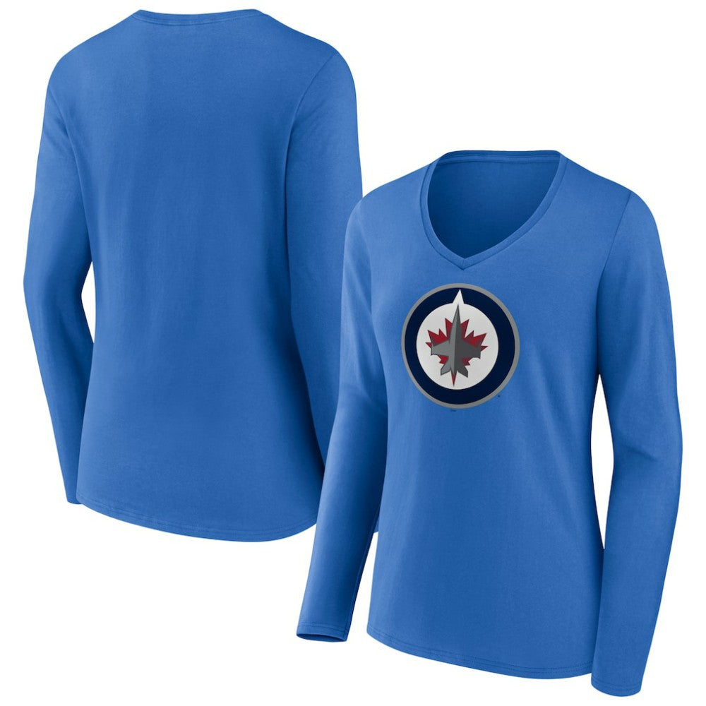 Winnipeg Jets Women's Primary Team Logo Long Sleeve V-Neck T-Shirt -  NHL T-shirts