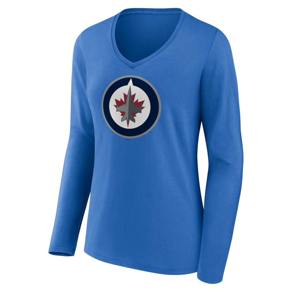 Winnipeg Jets Women's Primary Team Logo Long Sleeve V-Neck T-Shirt -  NHL T-shirts