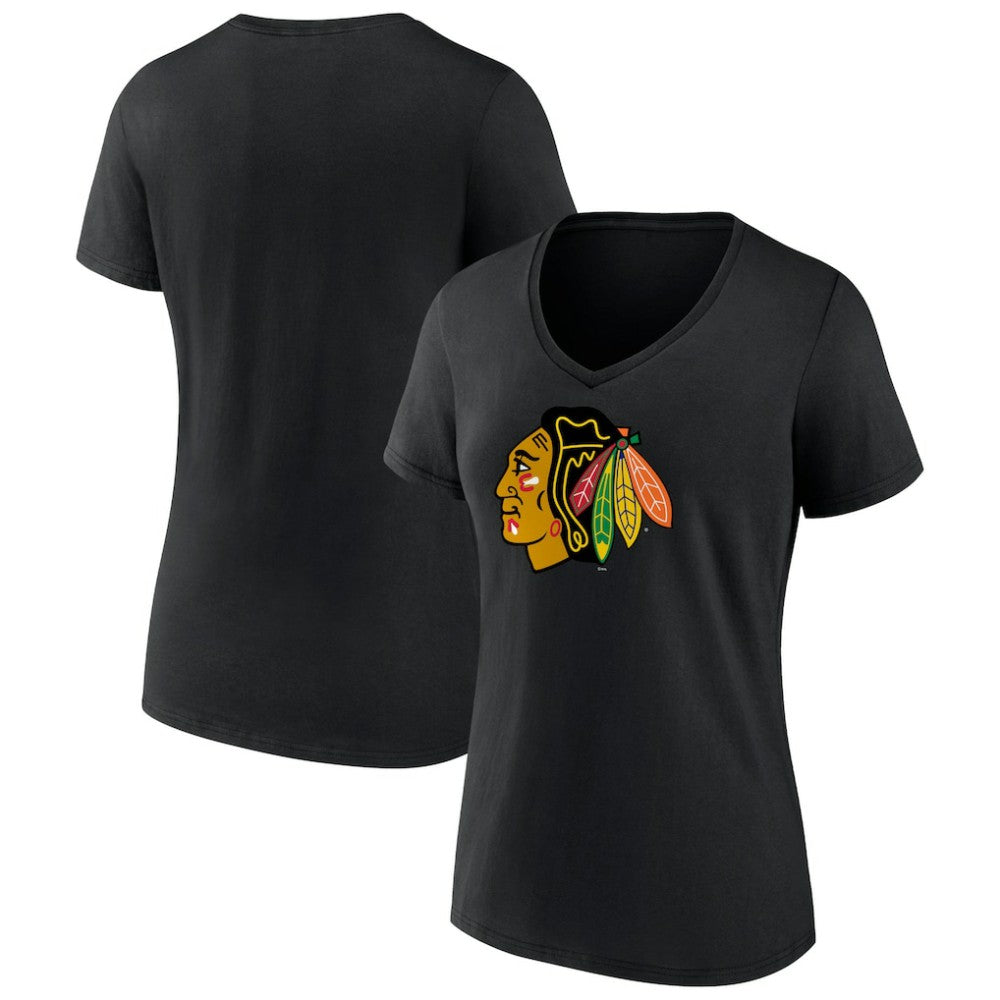 Chicago Blackhawks Women's Team Primary Logo V-Neck T-Shirt -  NHL T-shirts