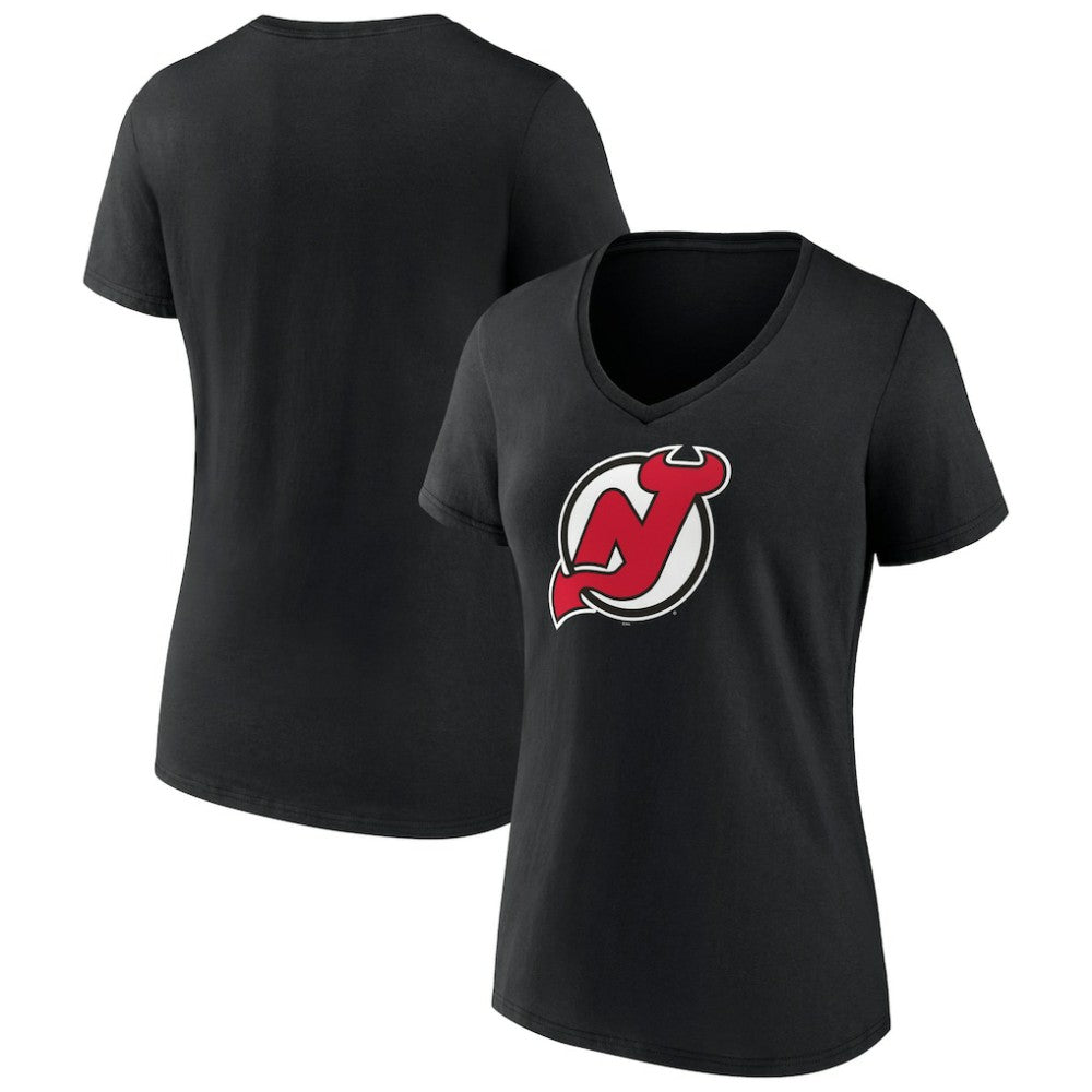 New Jersey Devils Women's Team Primary Logo V-Neck T-Shirt -  NHL T-shirts
