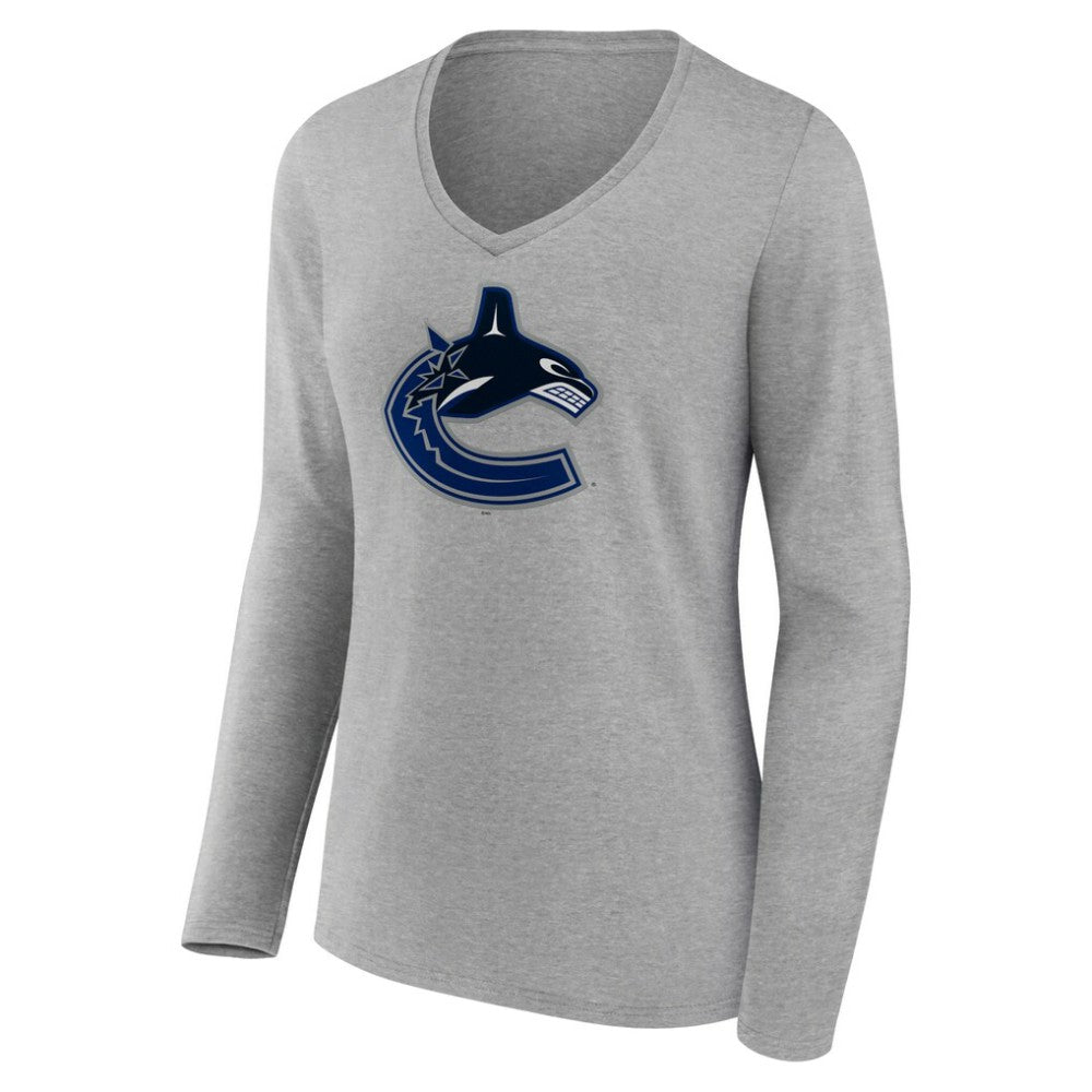 Vancouver Canucks Women's Primary Logo Team Long Sleeve V-Neck T-Shirt -  NHL T-shirts