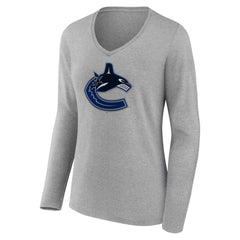 Vancouver Canucks Women's Primary Logo Team Long Sleeve V-Neck T-Shirt -  NHL T-shirts