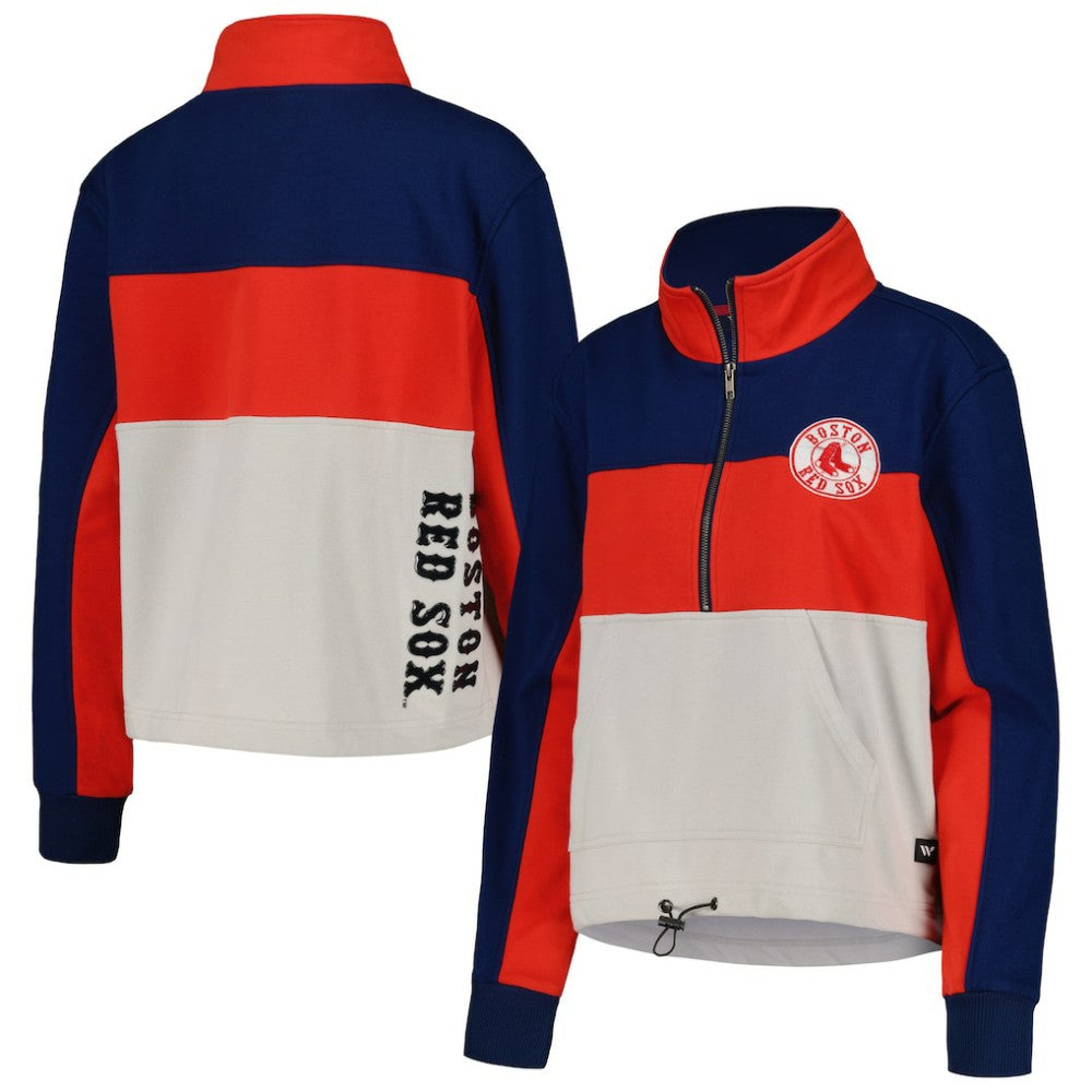 Boston Red Sox The Wild Collective Women's Color Block Half-Zip Jacket - MLB Jackets