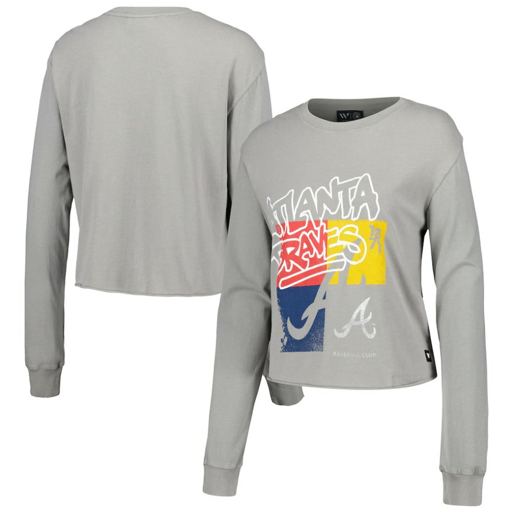 Atlanta Braves The Wild Collective Women's Cropped Long Sleeve T-Shirt - MLB T-shirts