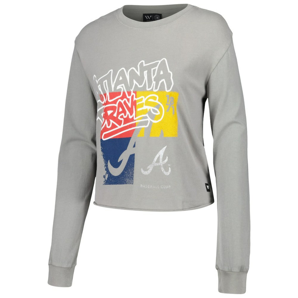 Atlanta Braves The Wild Collective Women's Cropped Long Sleeve T-Shirt - MLB T-shirts