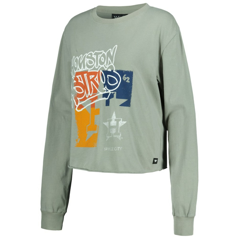 Houston Astros The Wild Collective Women's Cropped Long Sleeve T-Shirt - MLB T-shirts