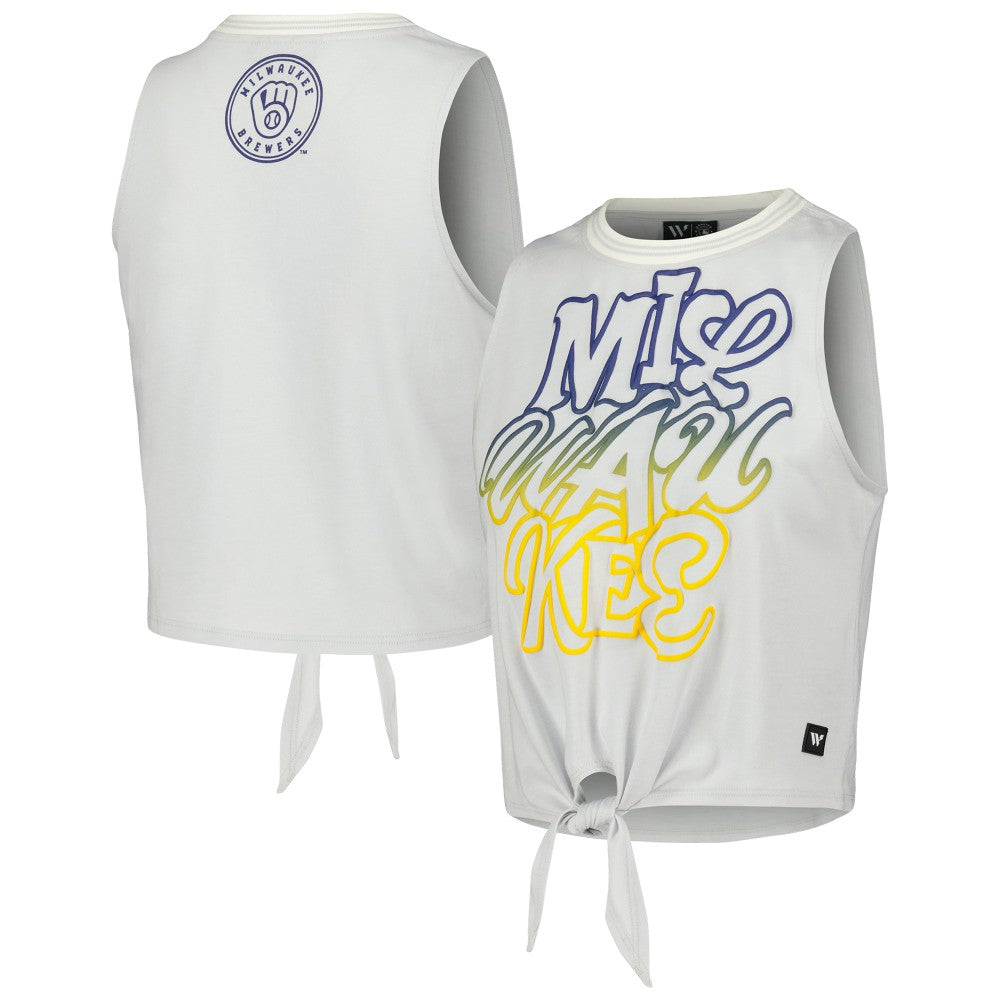 Milwaukee Brewers The Wild Collective Women's Twisted Tie Front Tank Top - MLB Tanks