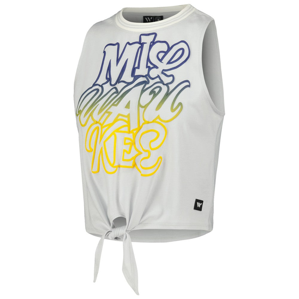Milwaukee Brewers The Wild Collective Women's Twisted Tie Front Tank Top - MLB Tanks