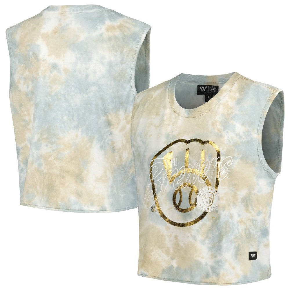Milwaukee Brewers The Wild Collective Women's Washed Muscle Tank Top - MLB Tanks