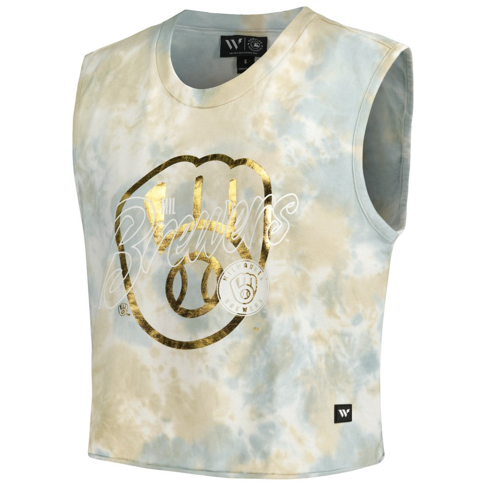 Milwaukee Brewers The Wild Collective Women's Washed Muscle Tank Top - MLB Tanks