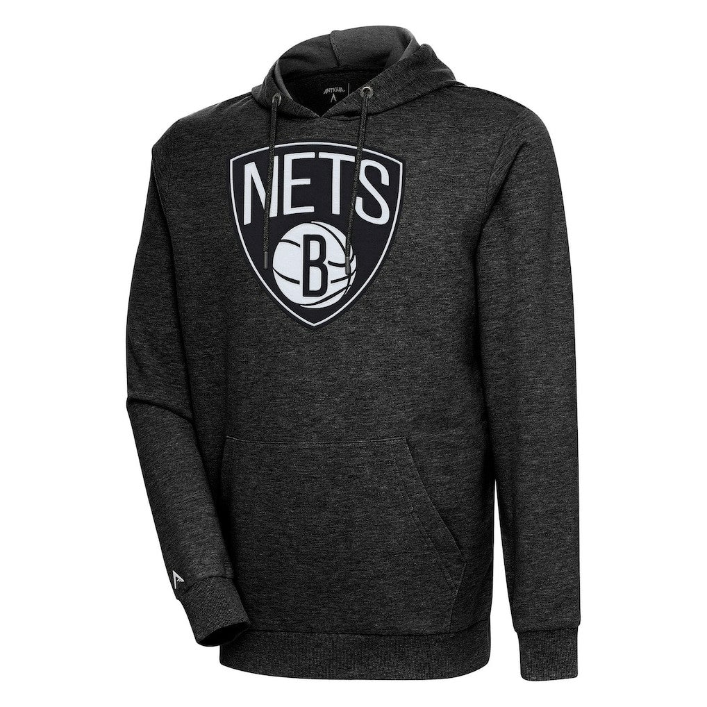 Heather Black Brooklyn Nets Antigua Action Pullover Hoodie | NBA