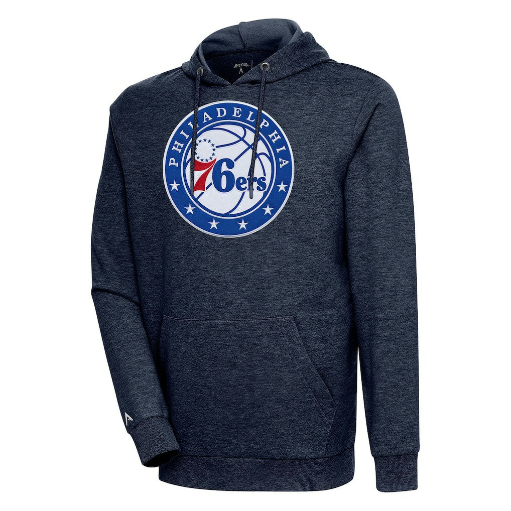Heather Navy Philadelphia 76ers Antigua Action Pullover Hoodie | NBA