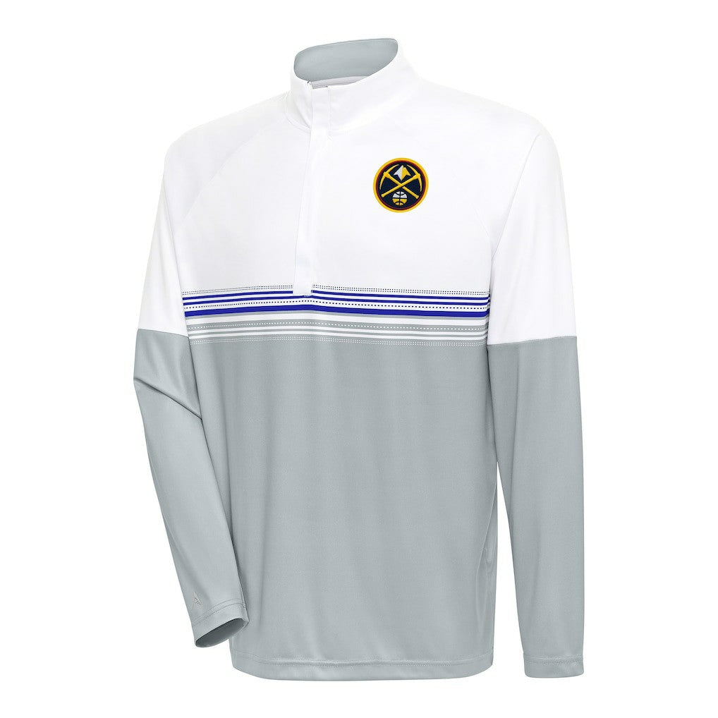 White/Royal Denver Nuggets Antigua Bender Quarter-Zip Pullover Top sale | NBA