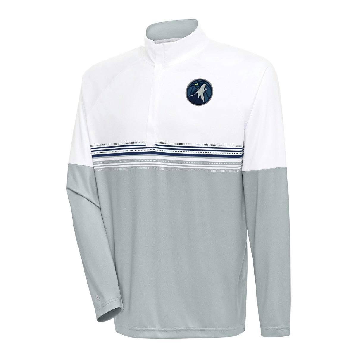 White/Navy Minnesota Timberwolves Antigua Bender Quarter-Zip Pullover Top | NBA