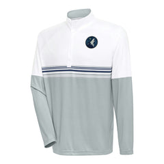 White/Navy Minnesota Timberwolves Antigua Bender Quarter-Zip Pullover Top | NBA