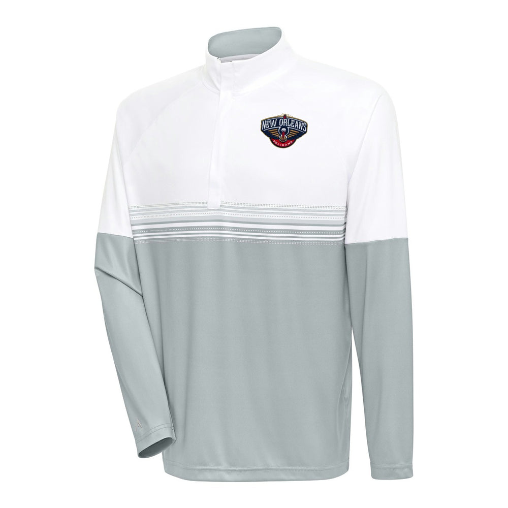 White/Gray New Orleans Pelicans Antigua Bender Quarter-Zip Pullover Top | NBA