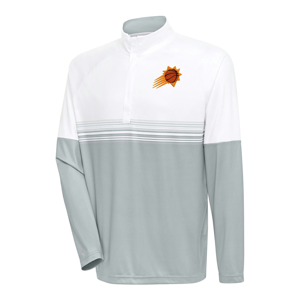 White/Gray Phoenix Suns Antigua Bender Quarter-Zip Pullover Top | NBA
