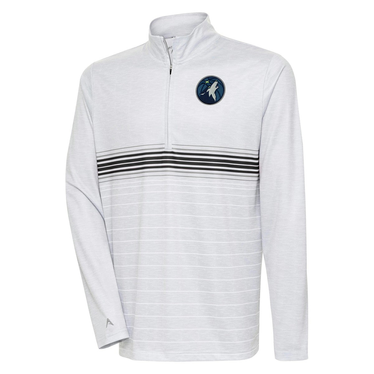 Heather Gray/Black Minnesota Timberwolves Antigua Bullseye Quarter-Zip Pullover Top | NBA