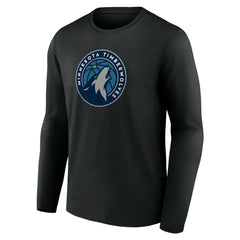 Black Minnesota Timberwolves Primary Team Logo Long Sleeve T-Shirt | NBA