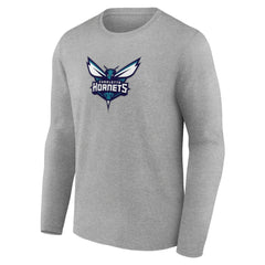 Gray Charlotte Hornets Primary Team Logo Long Sleeve T-Shirt | NBA