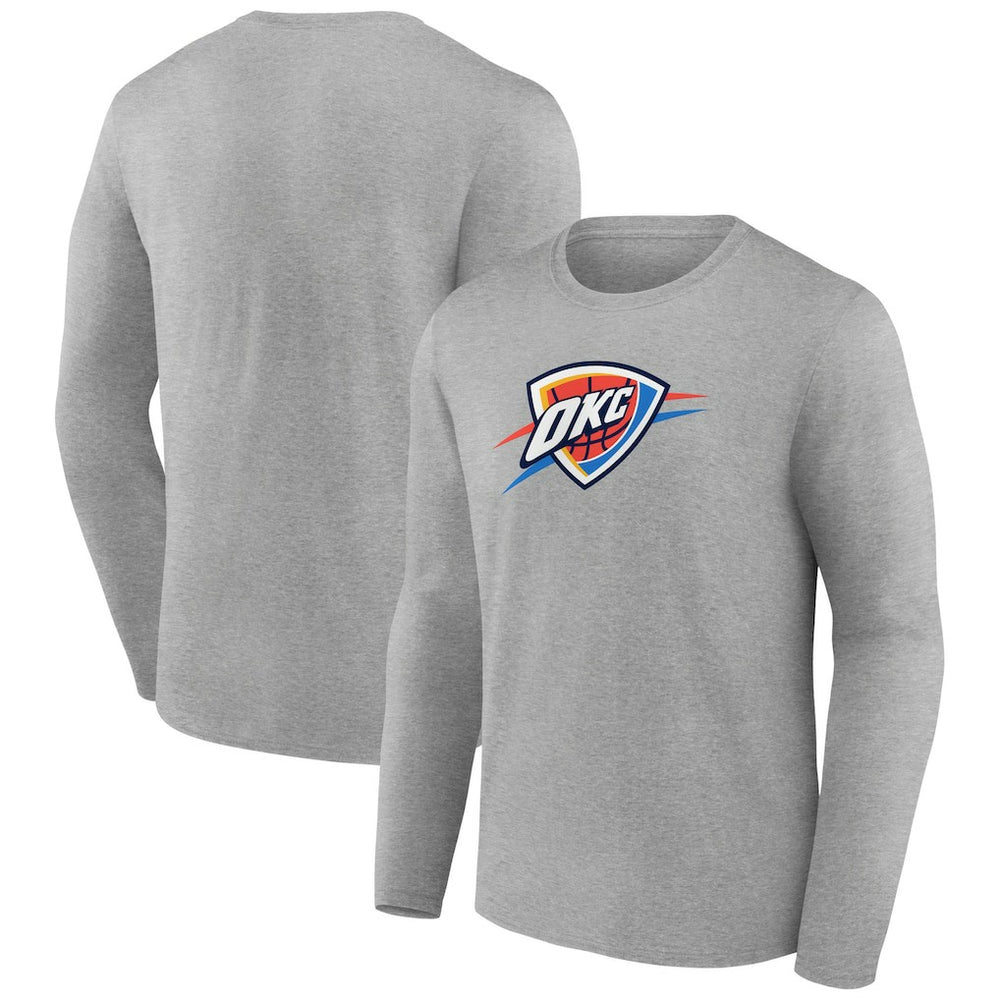 Gray Oklahoma City Thunder Primary Team Logo Long Sleeve T-Shirt | NBA