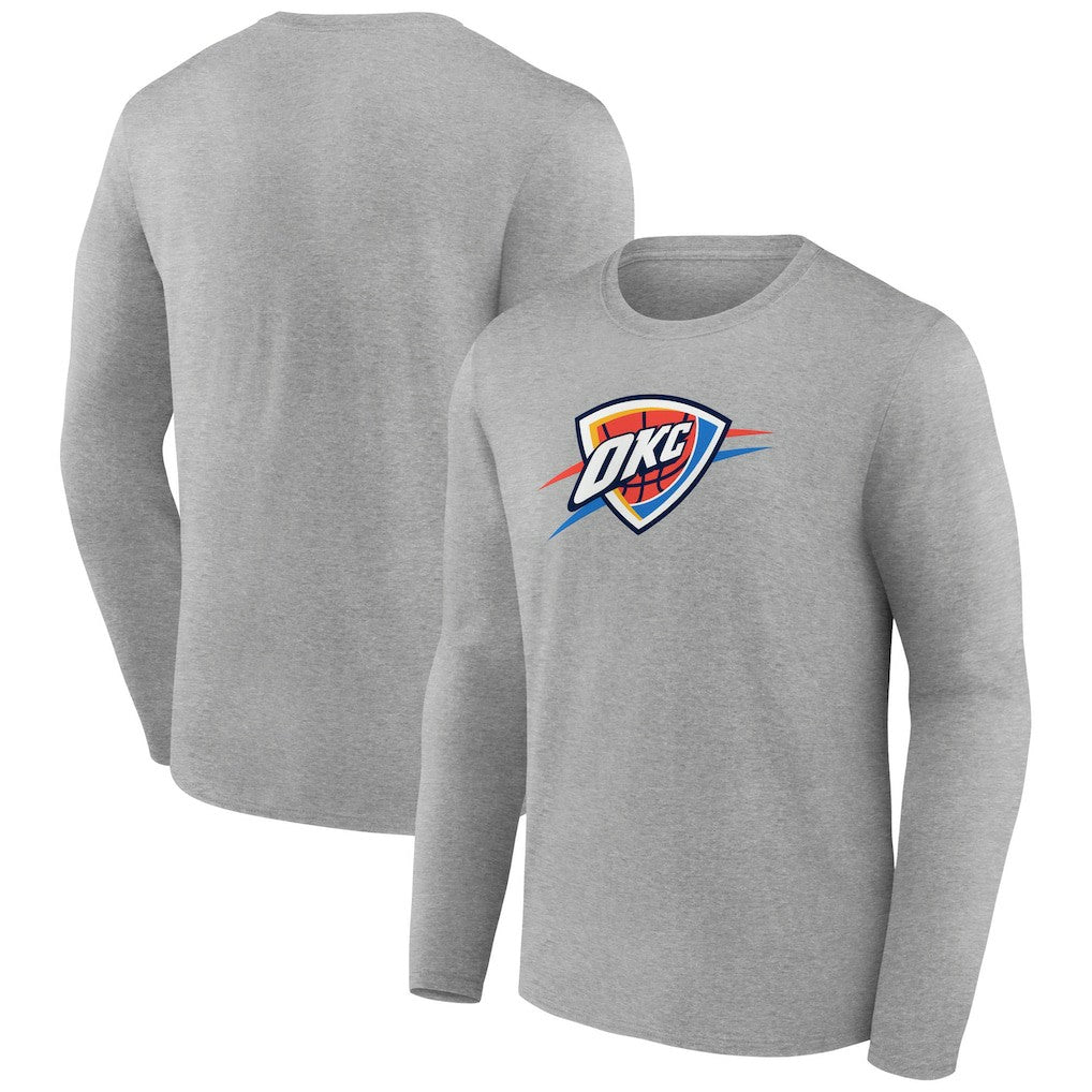 Gray Oklahoma City Thunder Primary Team Logo Long Sleeve T-Shirt | NBA