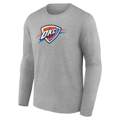 Gray Oklahoma City Thunder Primary Team Logo Long Sleeve T-Shirt | NBA