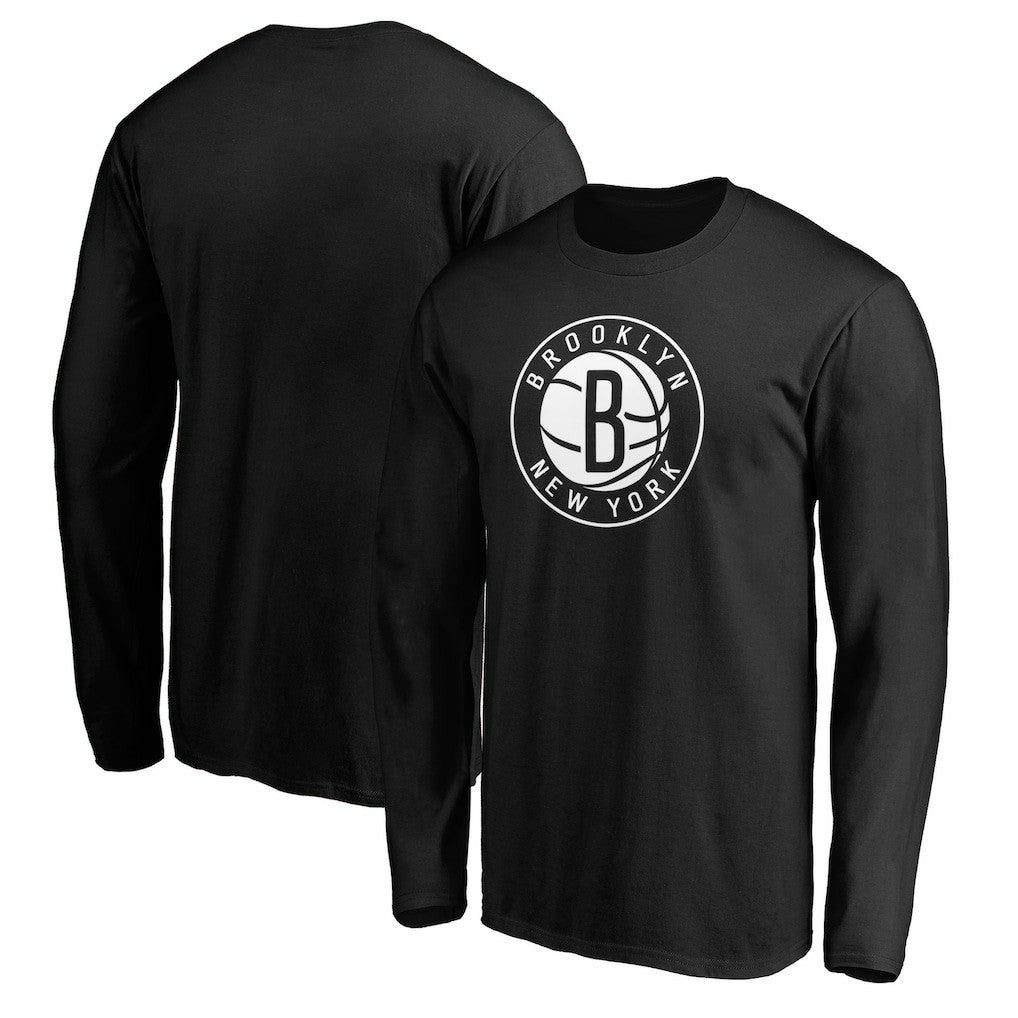 Black Brooklyn Nets Primary Team Logo Long Sleeve T-Shirt | NBA
