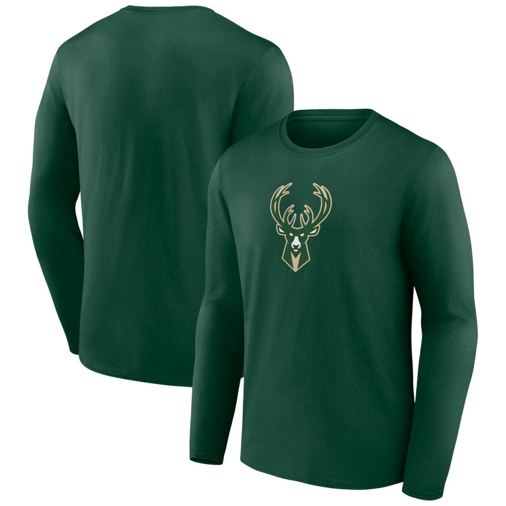 Hunter Green Milwaukee Bucks Primary Team Logo Long Sleeve T-Shirt | NBA