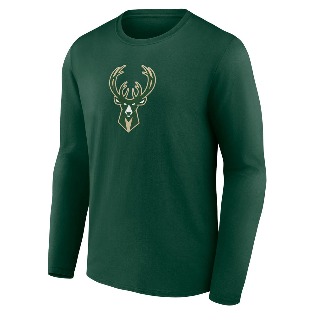 Hunter Green Milwaukee Bucks Primary Team Logo Long Sleeve T-Shirt | NBA