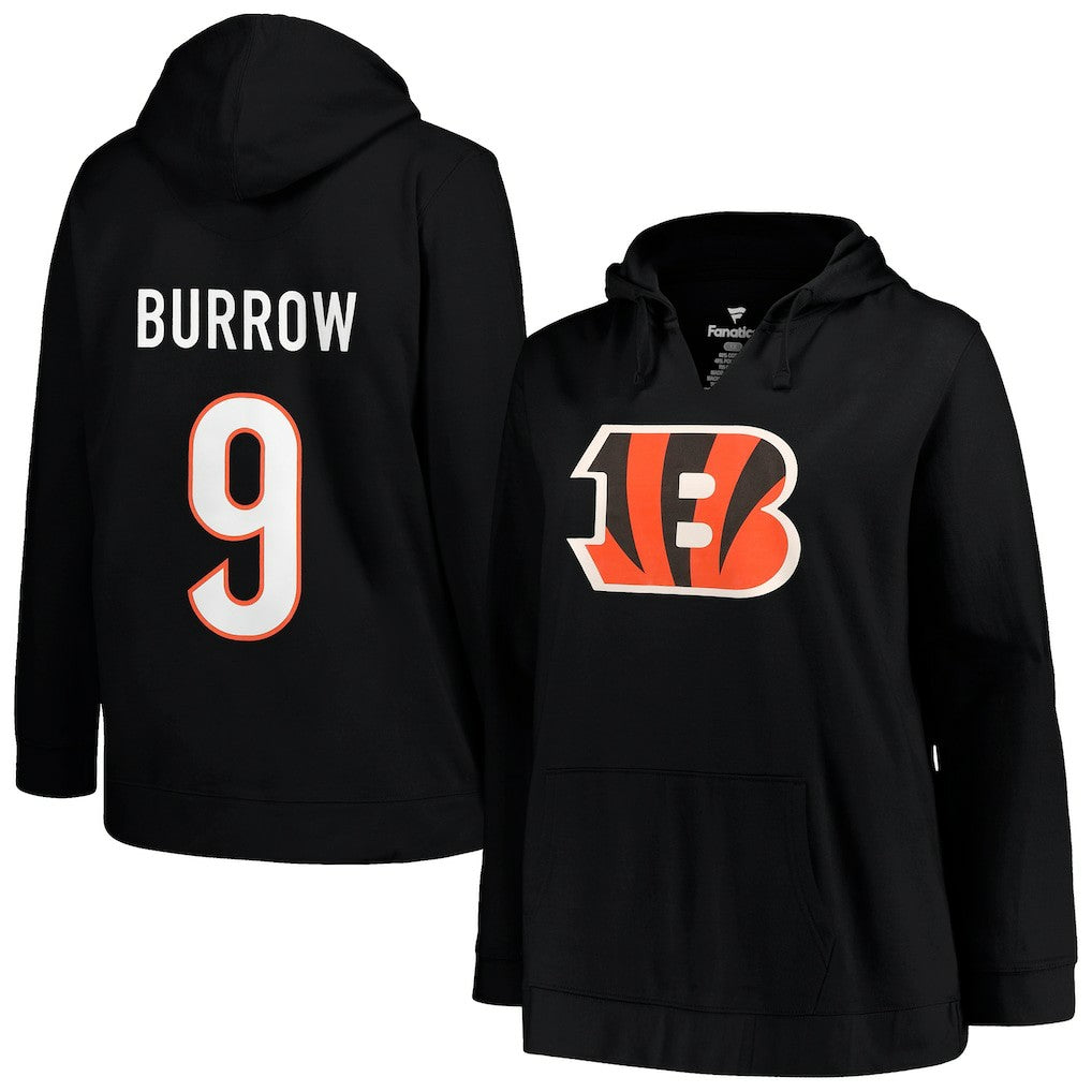 Cincinnati Bengals Joe Burrow  Profile Women's Plus Size Player Name & Number Pullover Hoodie | NFL Outlet