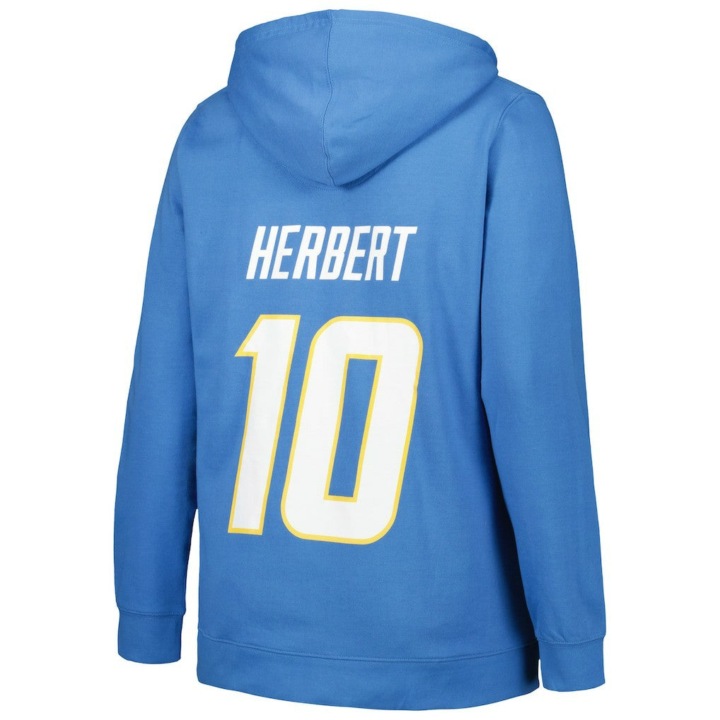 Los Angeles Chargers Justin Herbert  Profile Women's Plus Size Player Name & Number Pullover Hoodie | NFL Online