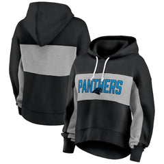 Carolina Panthers Women's Filled Stat Sheet Lighweight Modest Crop Hoodie | NFL On sale