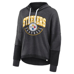 Pittsburgh Steelers Women's Lightewight Modest Crop Lounge Helmet Arch Pullover Hoodie | NFL New