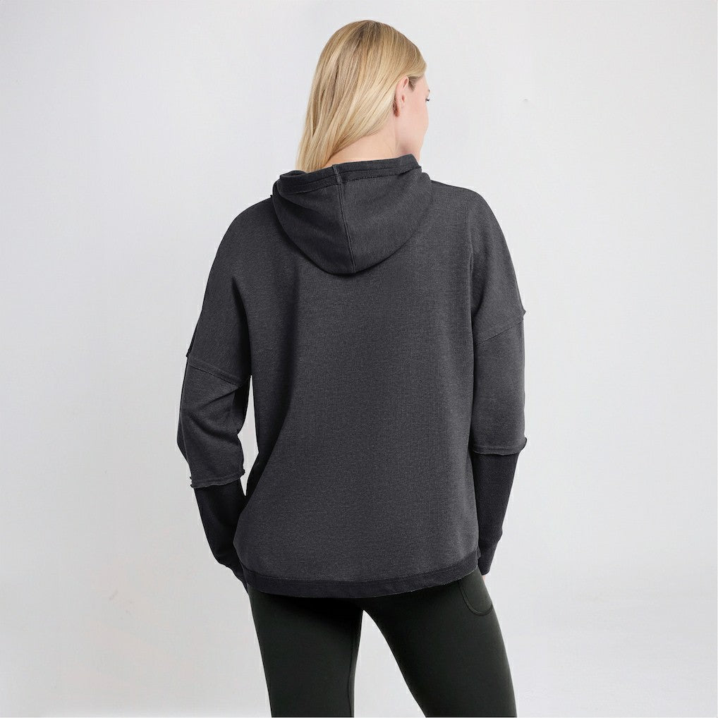 Pittsburgh Steelers Women's Lightewight Modest Crop Lounge Helmet Arch Pullover Hoodie | NFL New