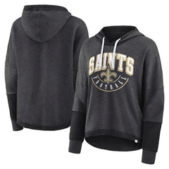 New Orleans Saints Women's Lightewight Modest Crop Lounge Helmet Arch Pullover Hoodie | NFL Near me