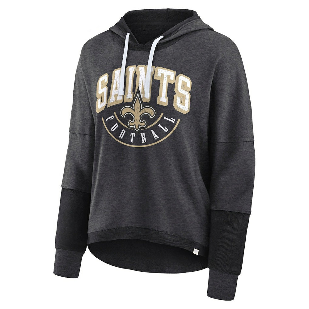 New Orleans Saints Women's Lightewight Modest Crop Lounge Helmet Arch Pullover Hoodie | NFL Near me