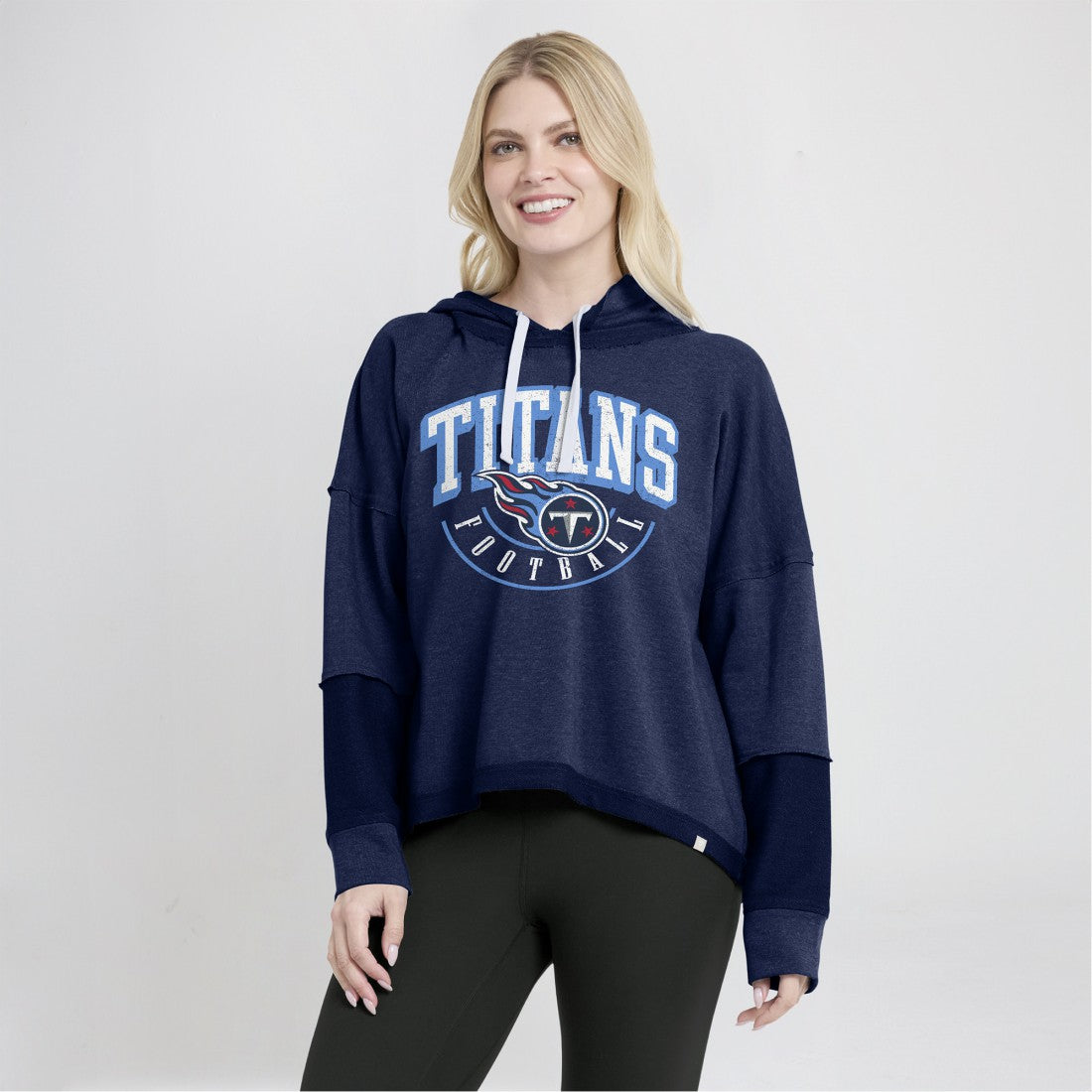 Tennessee Titans Women's Lightewight Modest Crop Lounge Helmet Arch Pullover Hoodie | NFL Online