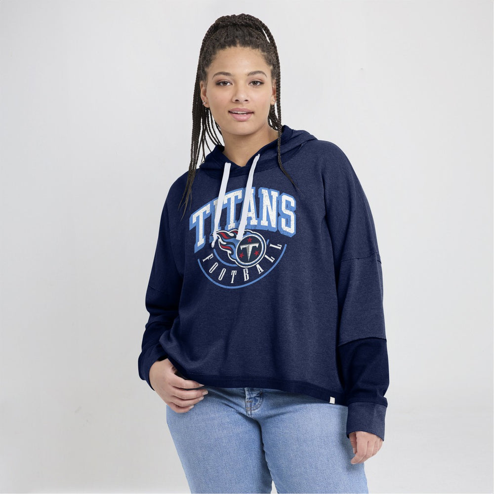 Tennessee Titans Women's Lightewight Modest Crop Lounge Helmet Arch Pullover Hoodie | NFL Online